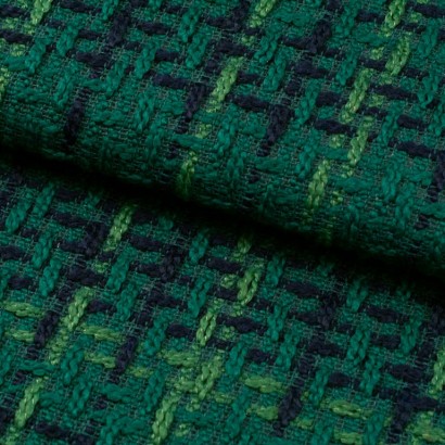 Tela de tweed cuadro grande lomo verde hierba