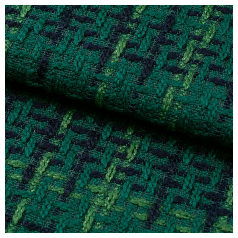 Tela de tweed cuadro grande lomo verde hierba