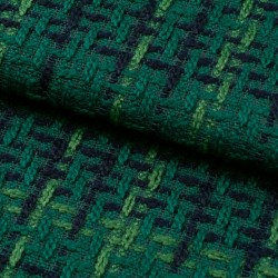 Tela de tweed cuadro grande lomo verde hierba