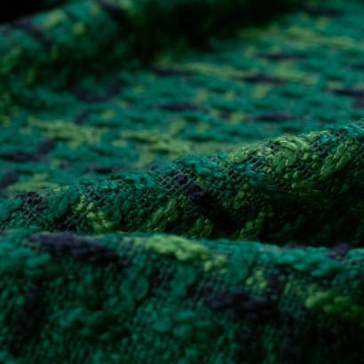 Tela de tweed cuadro grande detalle verde hierba