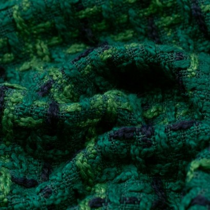 Tela de tweed cuadro grande textura verde hierba