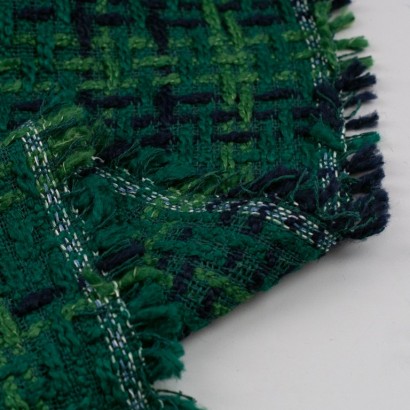 Tela de tweed cuadro grande revés verde hierba