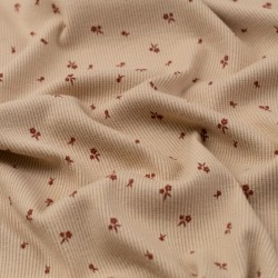 Tela de punto canalé florecillas textura