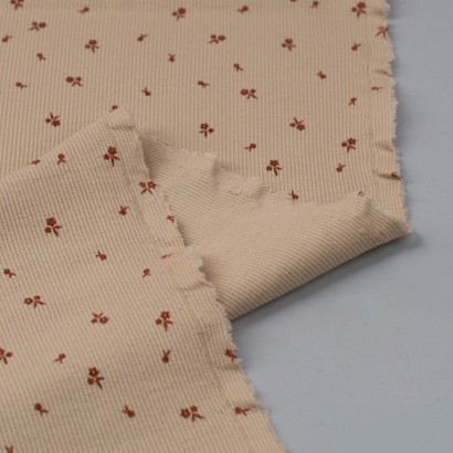 Tela de punto canalé florecillas revés