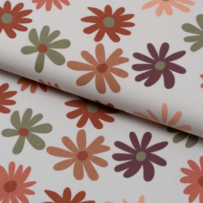 Tela de punto sudadera margaritas lomo