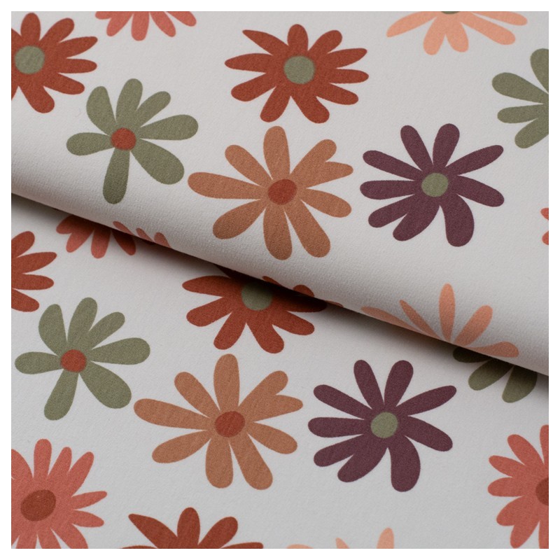 Tela de punto sudadera margaritas lomo