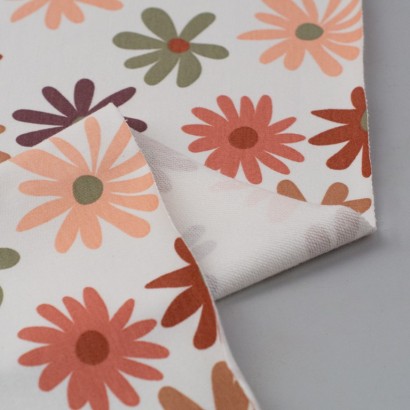 Tela de punto sudadera margaritas revés