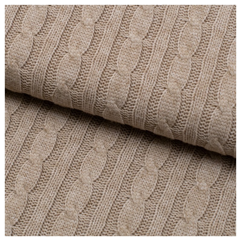 Tela de punto ochos trenzados lomo beige