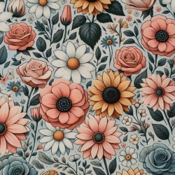 Tela de impermeables flores vintage lisa