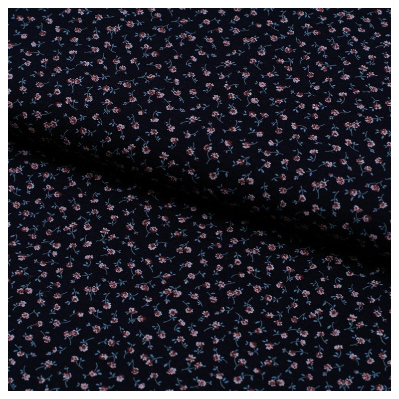 Tela de punto florecillas lomo