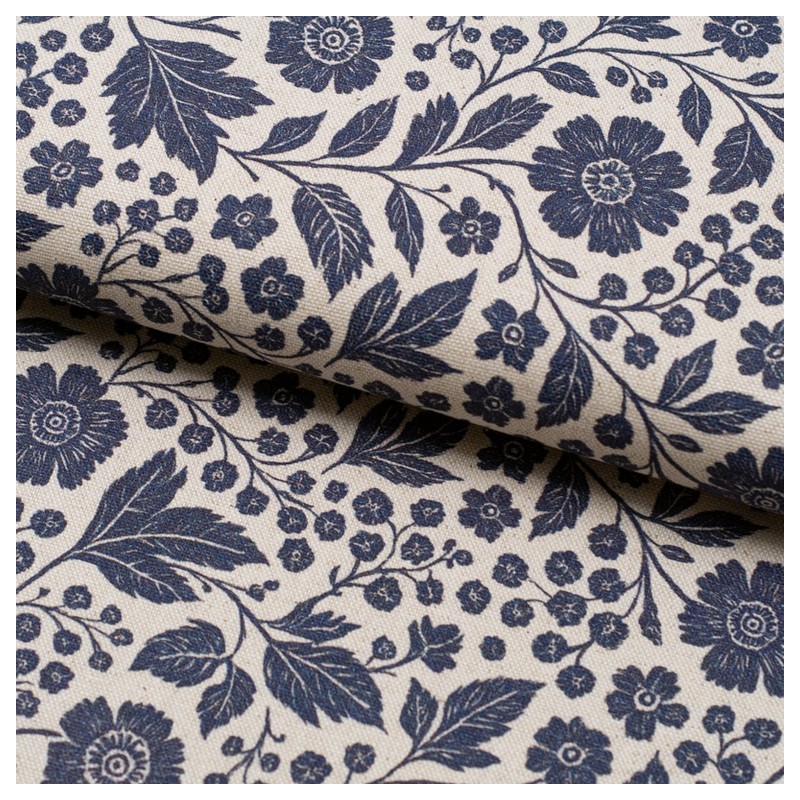 Tela de loneta ramas de flores lomo