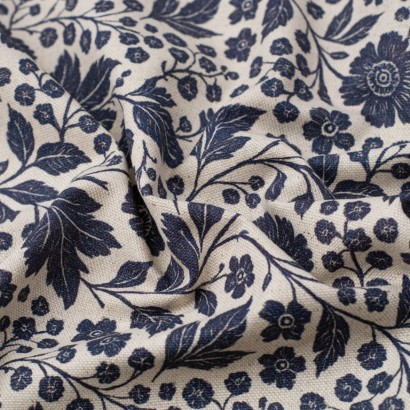 Tela de loneta ramas de flores textura