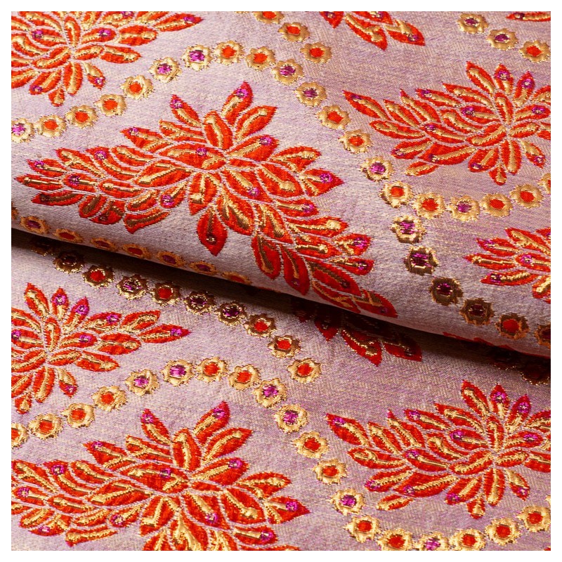 Tela de brocado floral festivo lomo