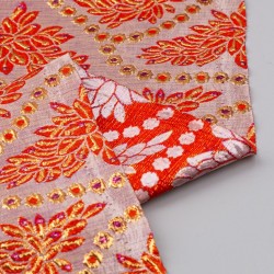 Tela de brocado floral festivo revés