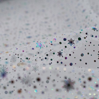 Tela de tul topos estrellas detalle