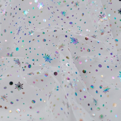 Tela de tul topos estrellas textura