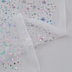 Tela de tul topos estrellas revés