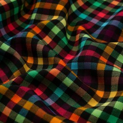 Tela de tergal cuadros fluor textura