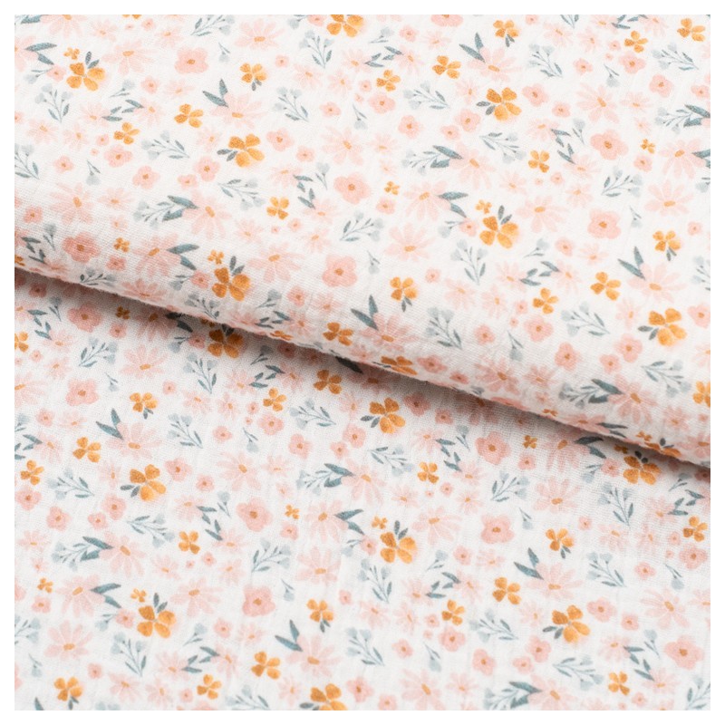 Tela de muselina florecillas primavera lomo