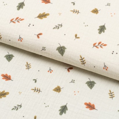 Tela de muselina hojas silvestres lomo