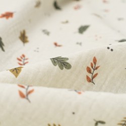 Tela de muselina hojas silvestres detalle