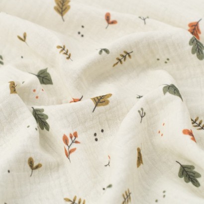 Tela de muselina hojas silvestres textura