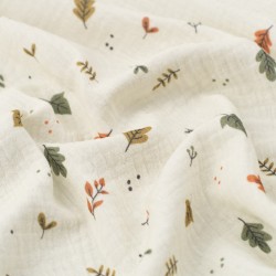 Tela de muselina hojas silvestres textura