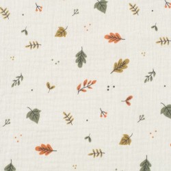 Tela de muselina hojas silvestres lisa