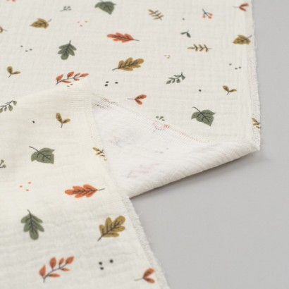 Tela de muselina hojas silvestres reves