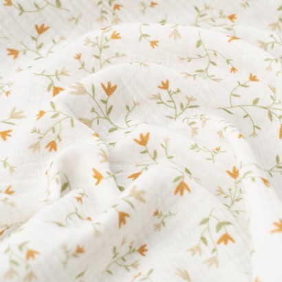 Tela de muselina ramitas botanicas textura