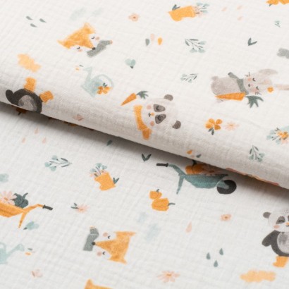 Tela de muselina animales del bosque lomo