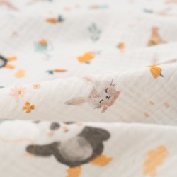 Tela de muselina animales del bosque detalle