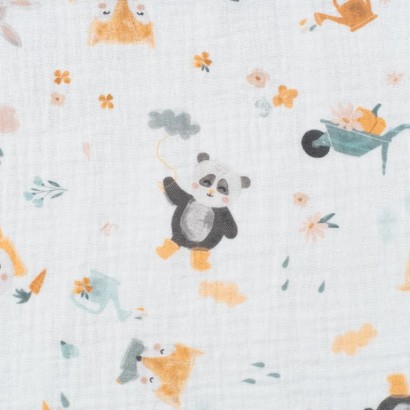 Tela de muselina animales del bosque lisa