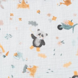 Tela de muselina animales del bosque lisa