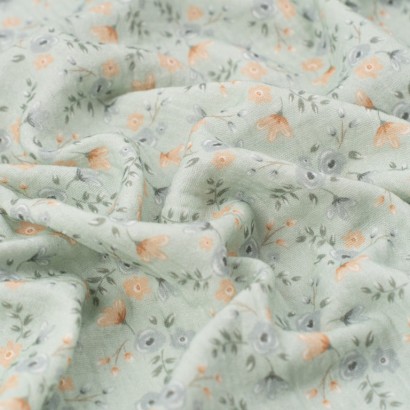 Tela de muselina flores acuarela textura