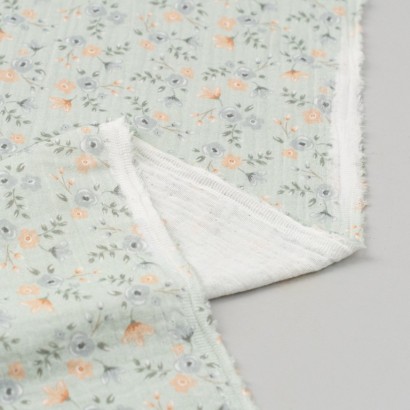 Tela de muselina flores acuarela reves