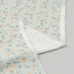 Tela de muselina flores acuarela reves