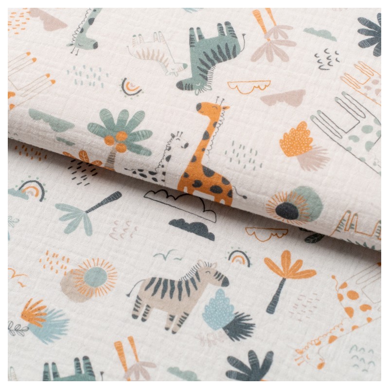 Tela de muselina animales amigos lomo