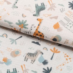 Tela de muselina animales amigos lomo