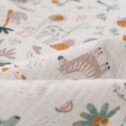 Tela de muselina animales amigos detalle