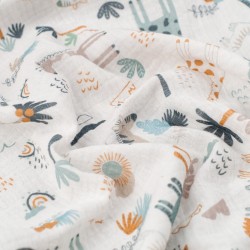 Tela de muselina animales amigos textura