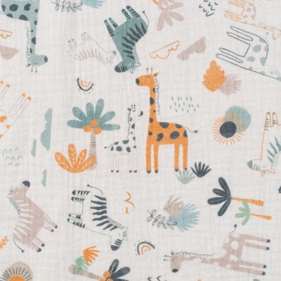 Tela de muselina animales amigos lisa
