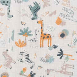Tela de muselina animales amigos lisa