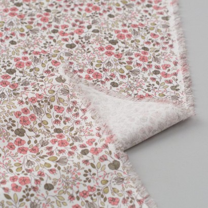 Tela de viyela flores otoñales revés