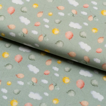 Tela de algodon globos y nubes lomo