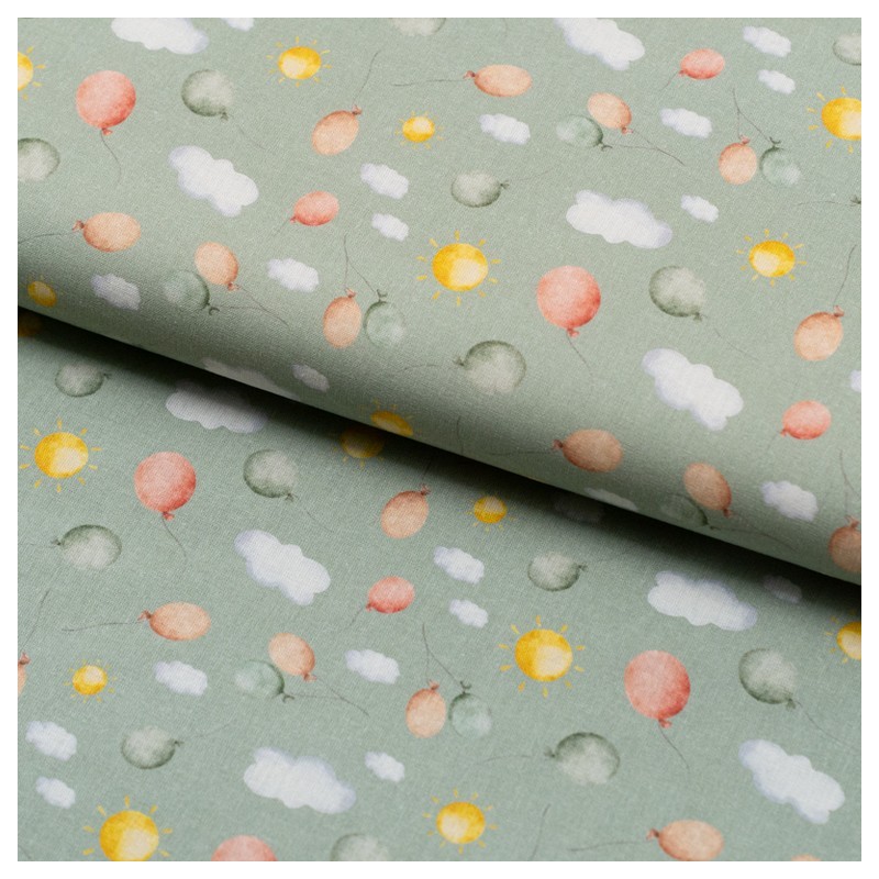 Tela de algodon globos y nubes lomo