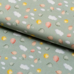 Tela de algodon globos y nubes lomo