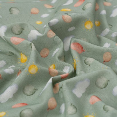 Tela de algodon globos y nubes textura