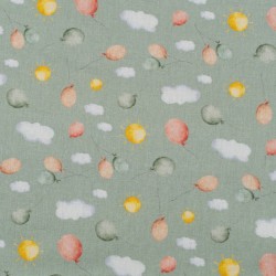 Tela de algodon globos y nubes lisa