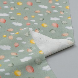 Tela de algodon globos y nubes reves